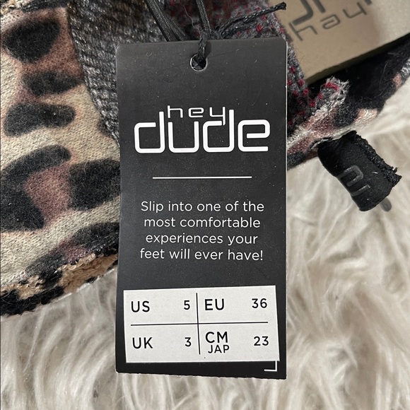 HEY DUDE Wendy Patchwork Java Animal Print Lightweight Slip On Comfy Size 5 NEW - Picture 12 of 15